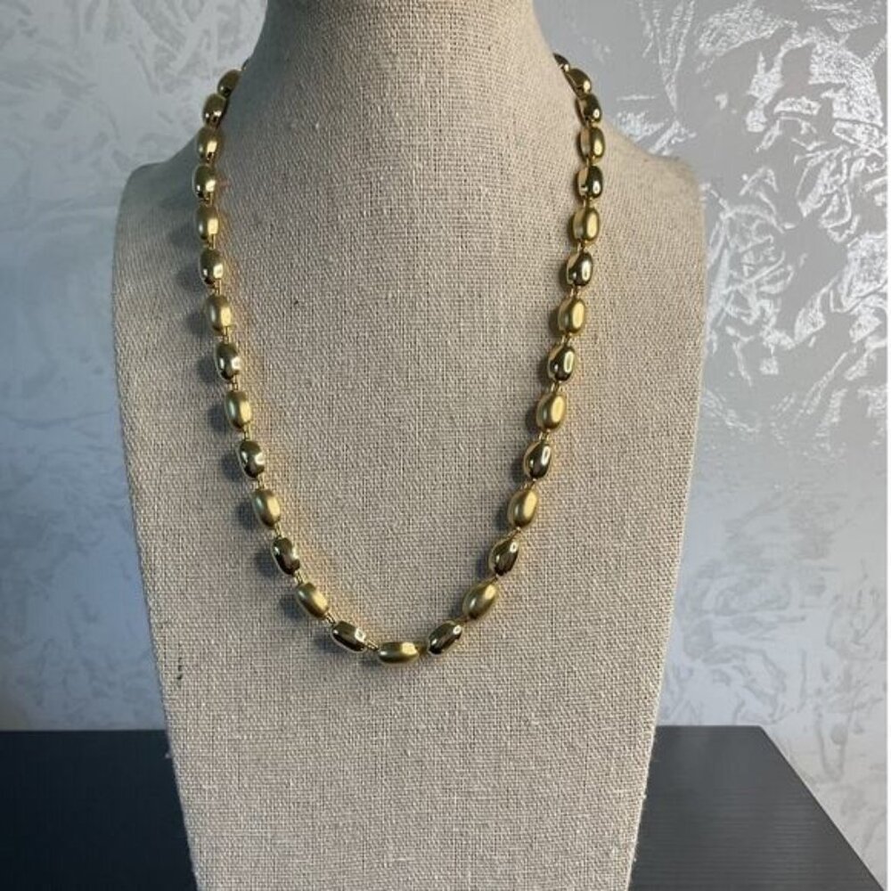 Gold & Silver Bead Necklace With Adjustable Closure